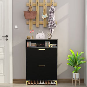 Skinny Black Shoe Cabinet