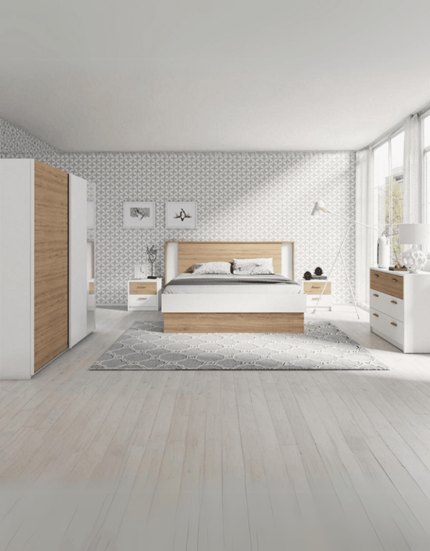 غرفة نوم ام دى اف 5 قطع - أبيض وبيج كود Bedroom12033 _ غرف نوم