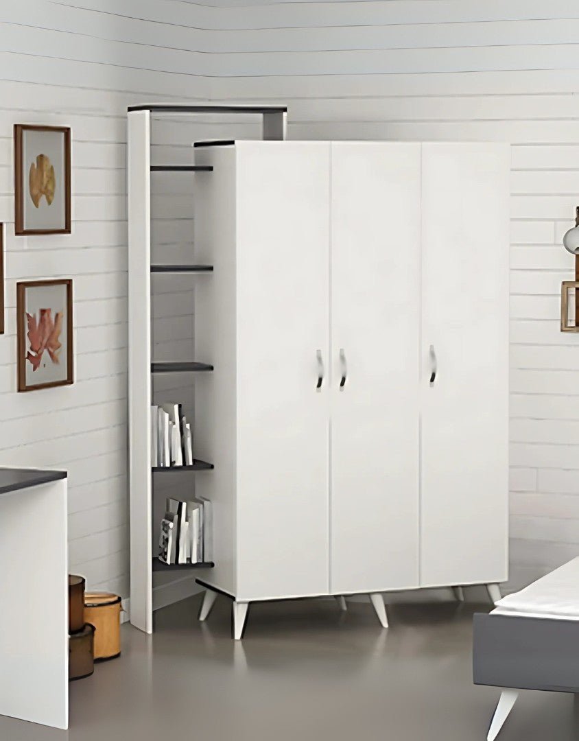 غرفة نوم أطفال خشب ام دي اف 3 قطع - أبيض و رمادي كود Bedroom12037 _ غرفة نوم