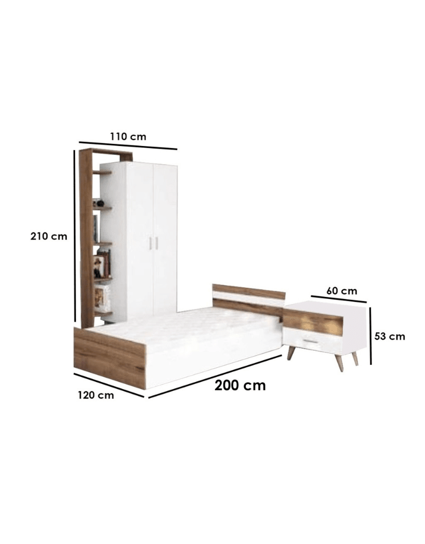MDF wood bedroom set, 3 pieces - white and beige, code Bedroom12029 _ bedrooms