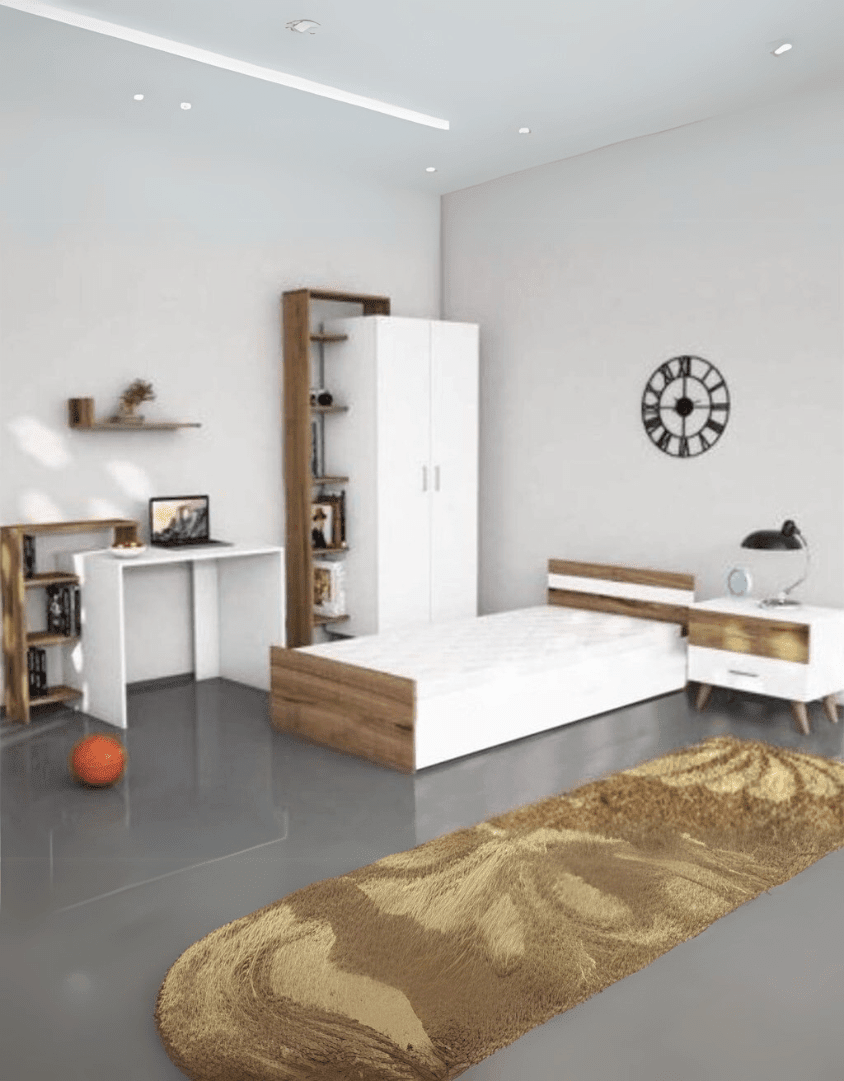 غرفة نوم خشب أم دي أف 3 قطع - أبيض و بيج كود Bedroom12029 _ غرف نوم