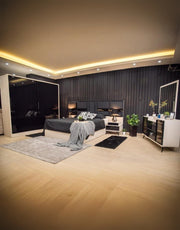 غرفة نوم خشب ام دي اف 5 قطع - اوف وايت و اسود كود Bedroom12005 _ غرفة نوم