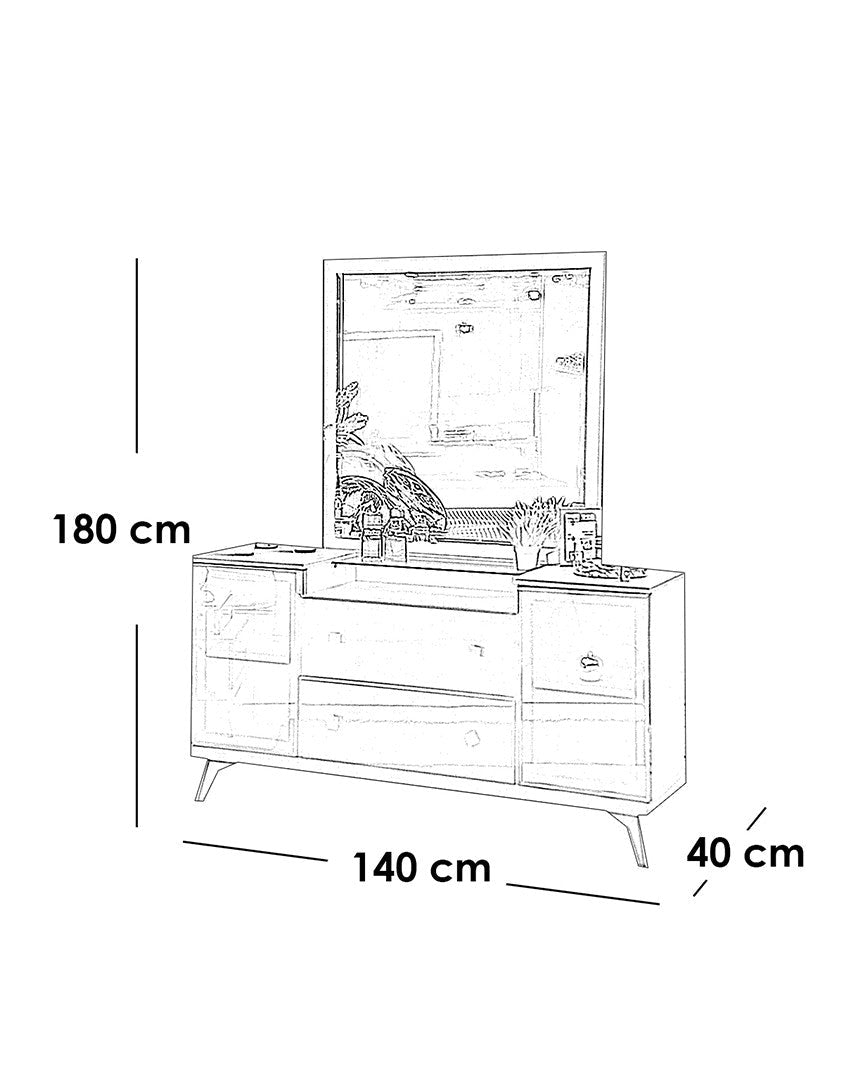 غرفة نوم خشب ام دي اف 5 قطع - اوف وايت و اسود كود Bedroom12005 _ غرفة نوم