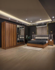 غرفة نوم خشب ام دي اف 5 قطع - بني و ورمادي كود Bedroom12038 _ غرفة نوم