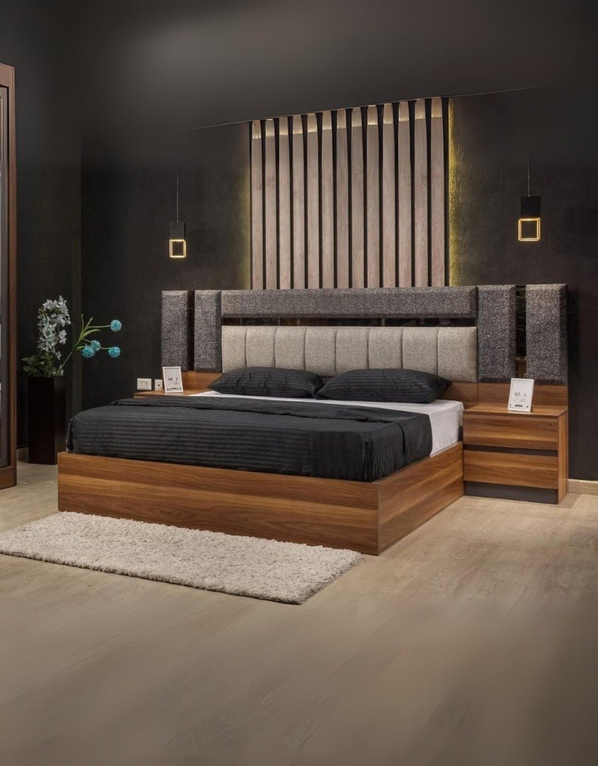 غرفة نوم خشب ام دي اف 5 قطع - بني و ورمادي كود Bedroom12038 _ غرفة نوم