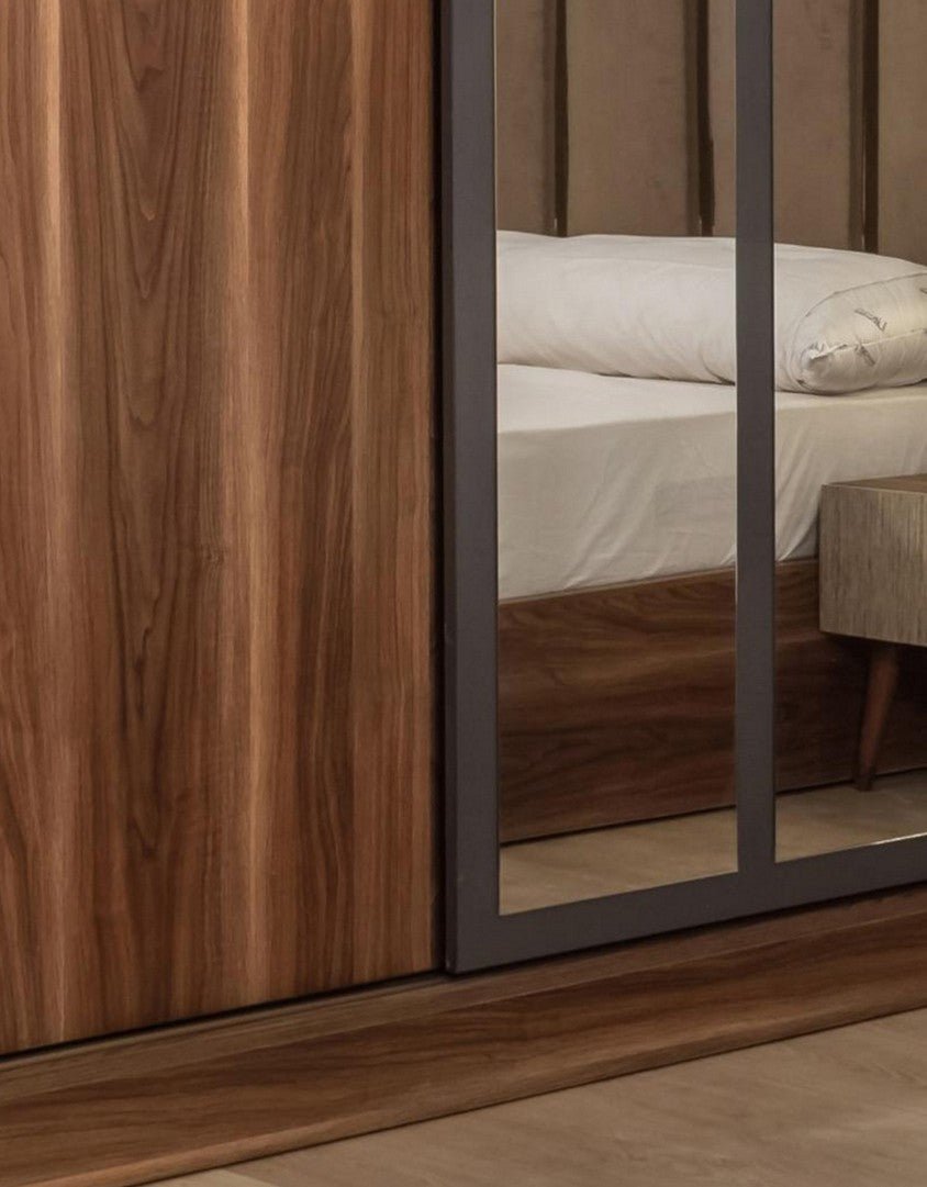 غرفة نوم خشب ام دي اف 5 قطع - بني و ورمادي كود Bedroom12038 _ غرفة نوم