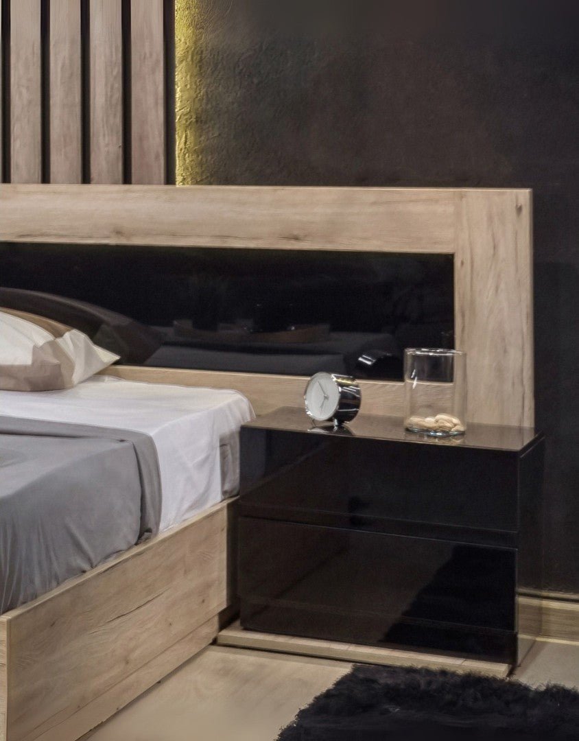 5-piece MDF wood bedroom set - beige and black code Bedroom12011 _ bedroom set