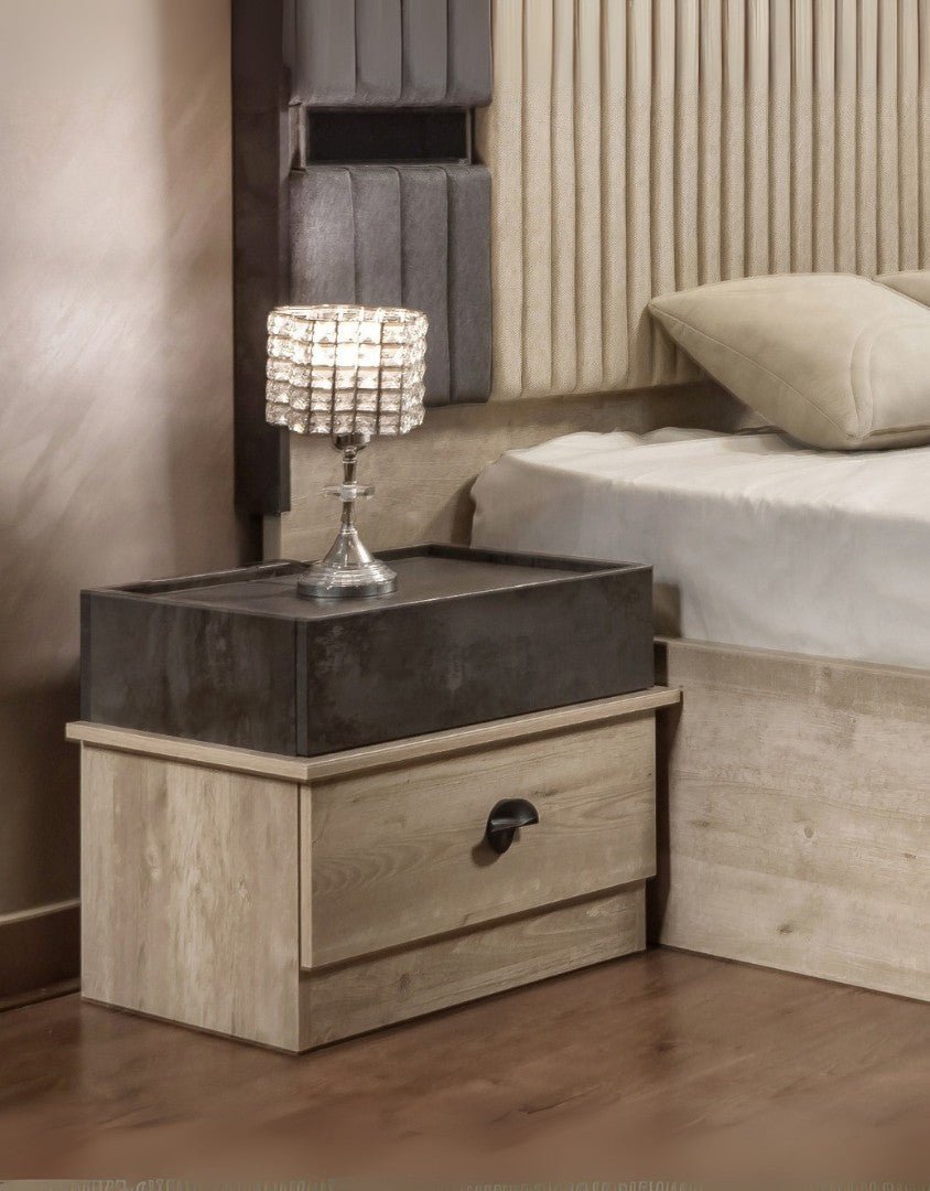 غرفة نوم خشب ام دي اف 6 قطع - اوف وايت و اسود كود Bedroom12008 _ غرفة نوم