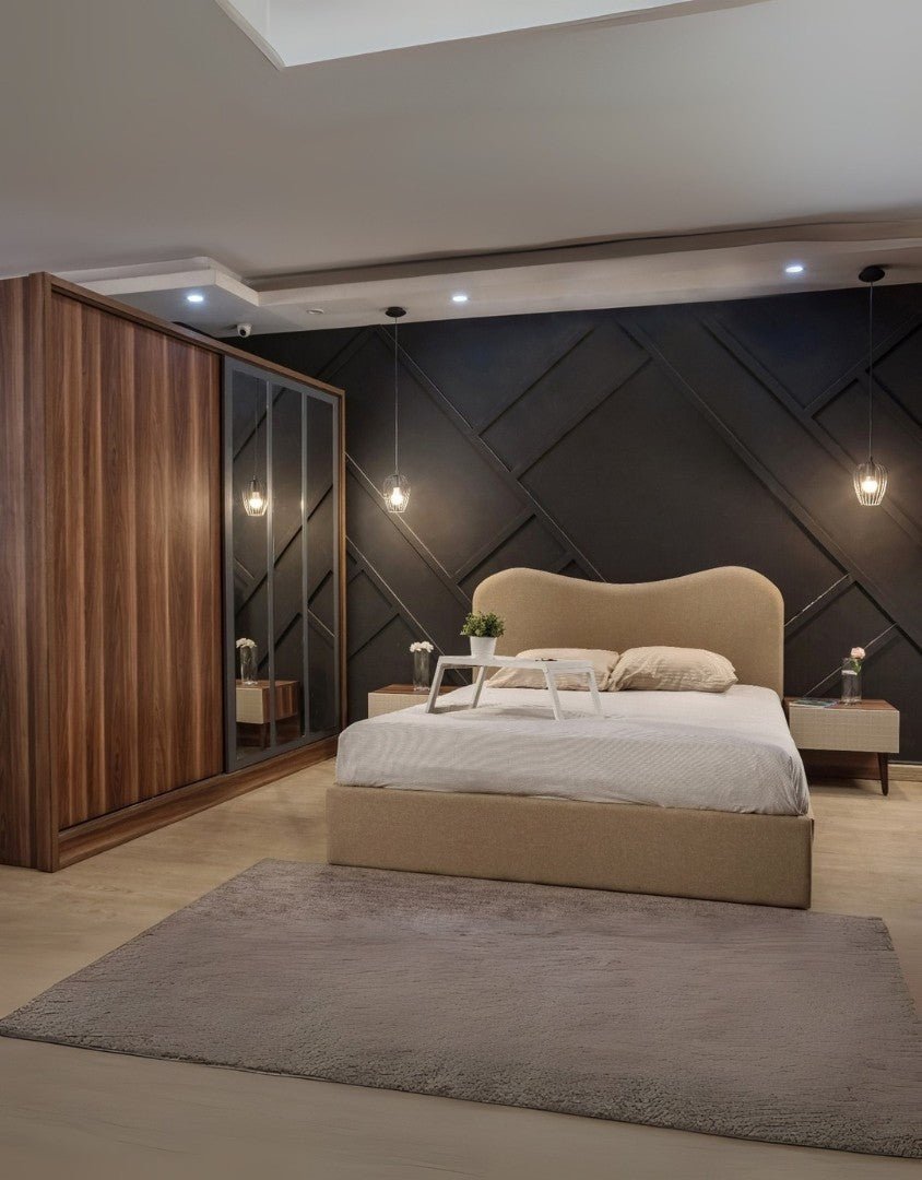 غرفة نوم خشب ام دي اف 6 قطع - بني وبيج كود Bedroom12017 _ غرفة نوم