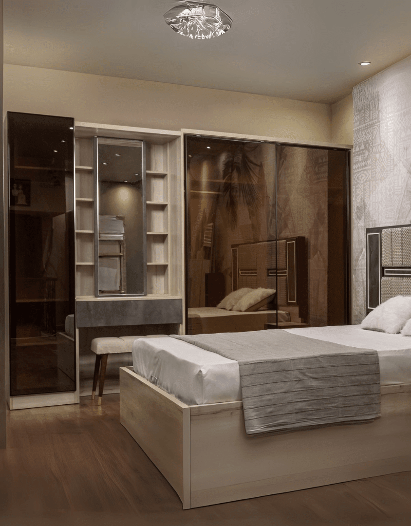 غرفة نوم خشب ام دي اف 6 قطع - بيج و رمادي كود Bedroom12004 _ غرفة نوم