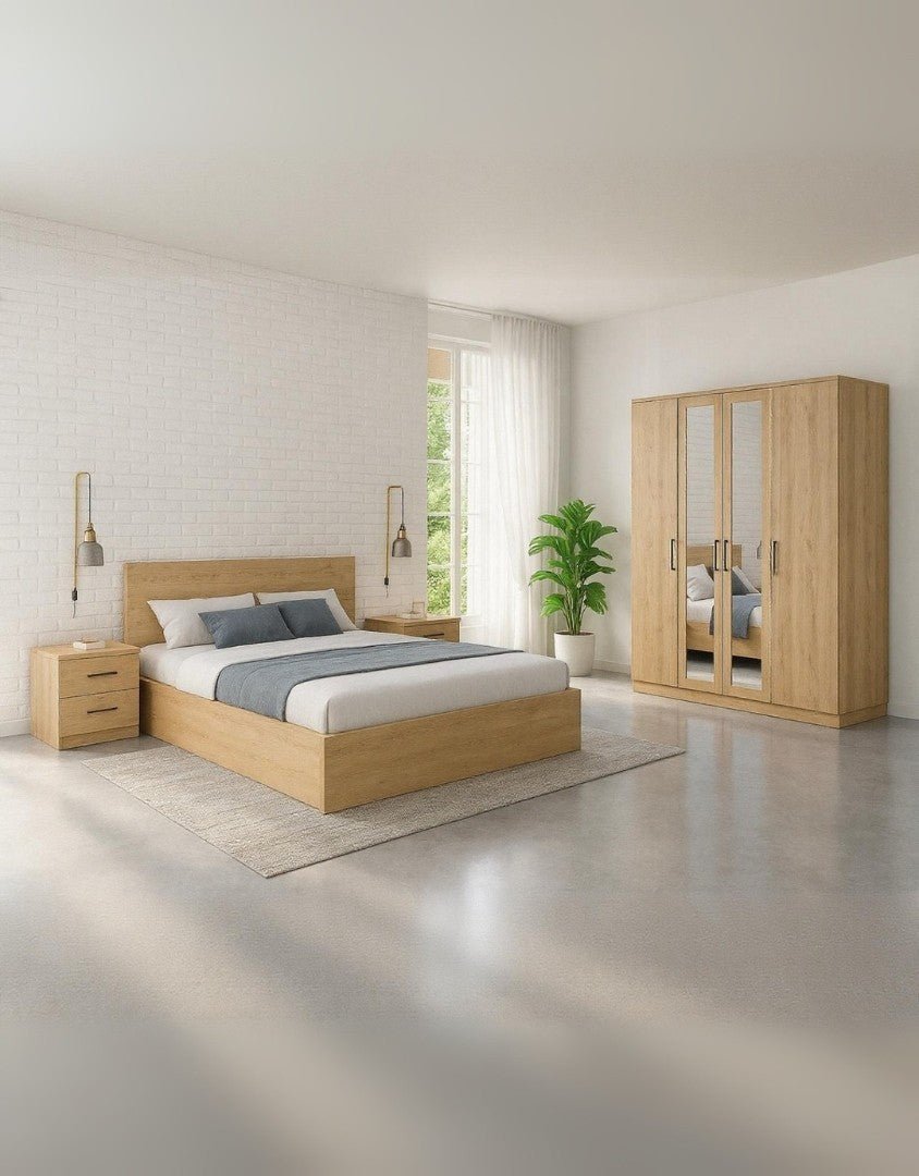 غرفة نوم خشب إتحاد أوربي 4 قطع - بيج كود Bedroom12013 _ غرفة نوم