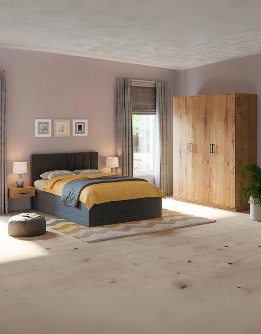 غرفة نوم خشب إتحاد أوربي 4 قطع - بيج و رمادى كود Bedroom12014 _ غرفة نوم