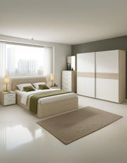 غرفة نوم خشب إتحاد أوربي 6 قطع - بيج و ابيض كود Bedroom12039 _ غرفة نوم