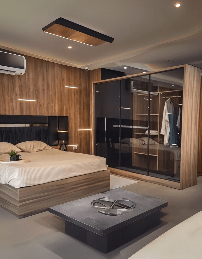 غرفة نوم خشب إتحاد أوروبي 5 قطع - بيج واسود كود Bedroom12032 _ غرف نوم