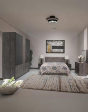 غرفة نوم خشب حُبيبي 5 قطع - بني و رمادي كود Bedroom12009 _ غرفة نوم