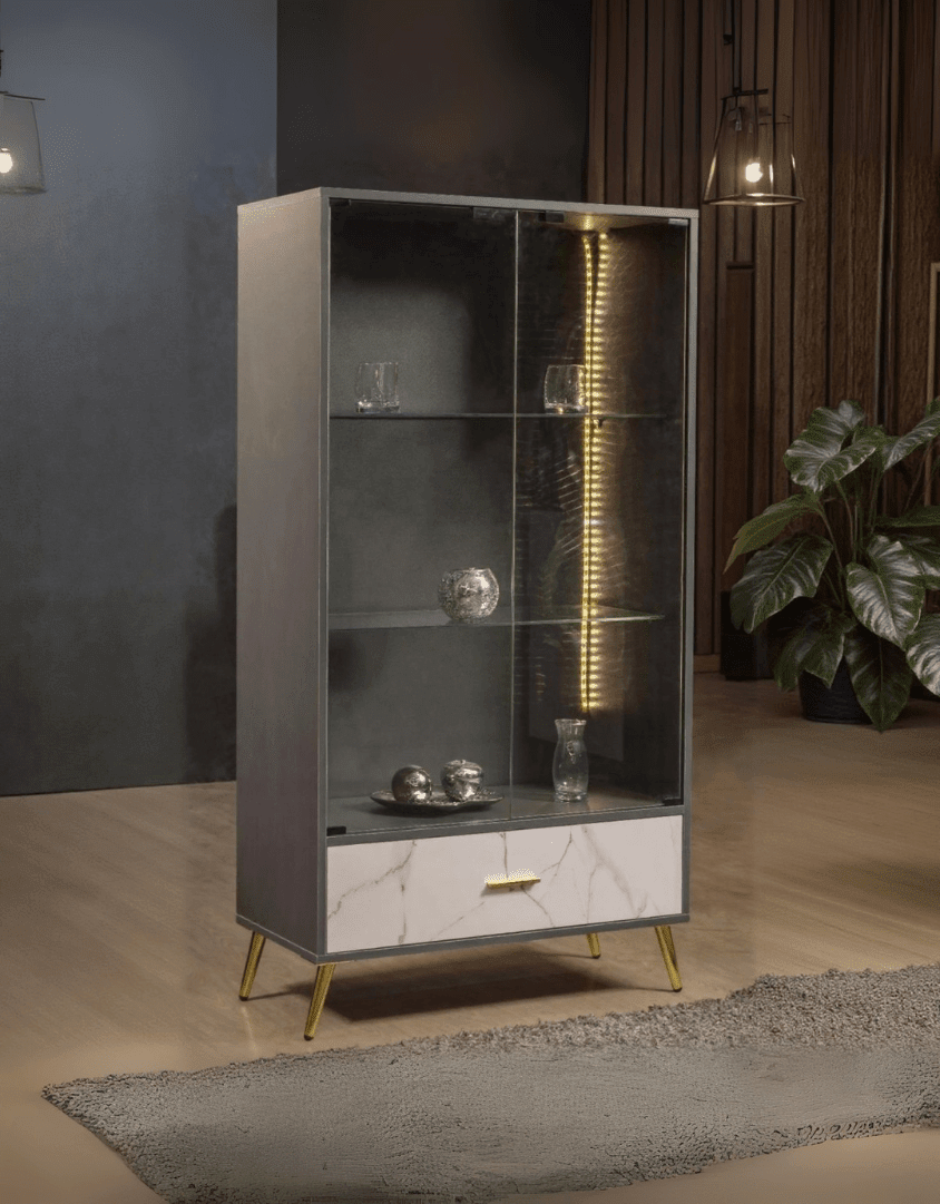 غرفة طعام خشب ام دي اف 10 قطع - رمادي و ابيض كود Diningtable11017 _ سفرة