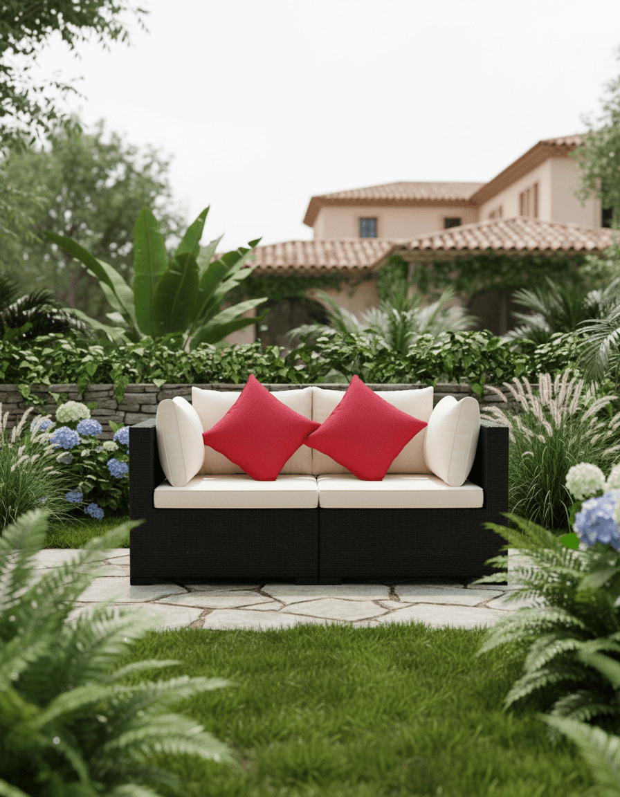 كنبة راتان، اسود كود outdoor4044 اثاث خارجي _ أثاث خارجي