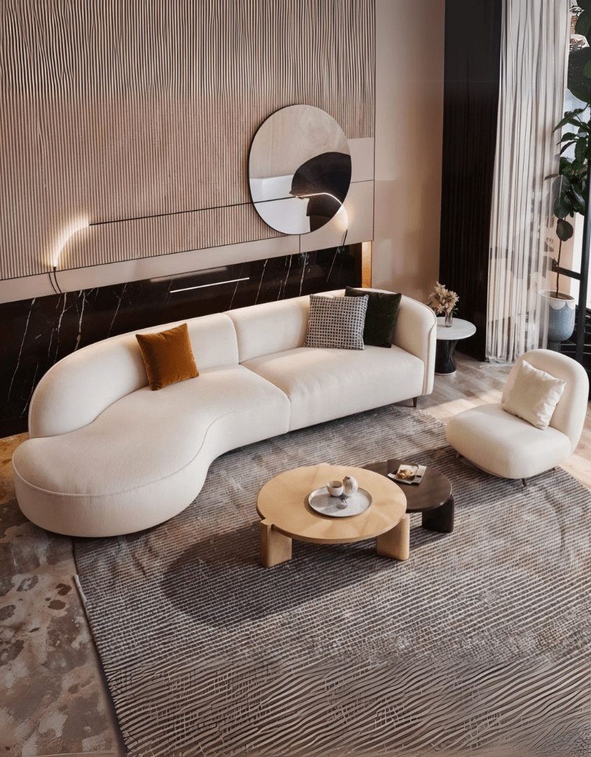 كنبة ركنة أوف وايت – أثاث خشب زان وإسفنج كثافة 35 وقماش باندا نجيب سليم | SKU: sofa10029 _ ركنة مودرن