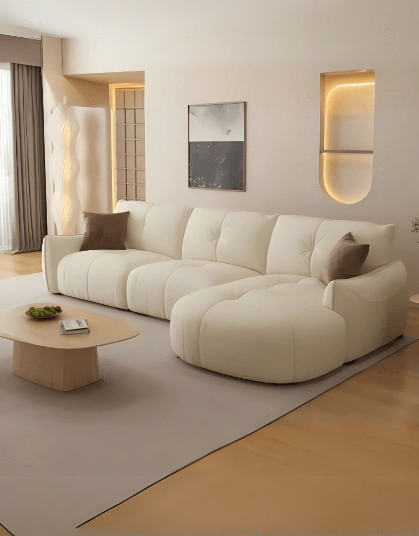 كنبة ركنة أوف وايت – أثاث خشب زان وقماش كتان نجيب سليم | SKU: sofa10030 _ ركنة مودرن