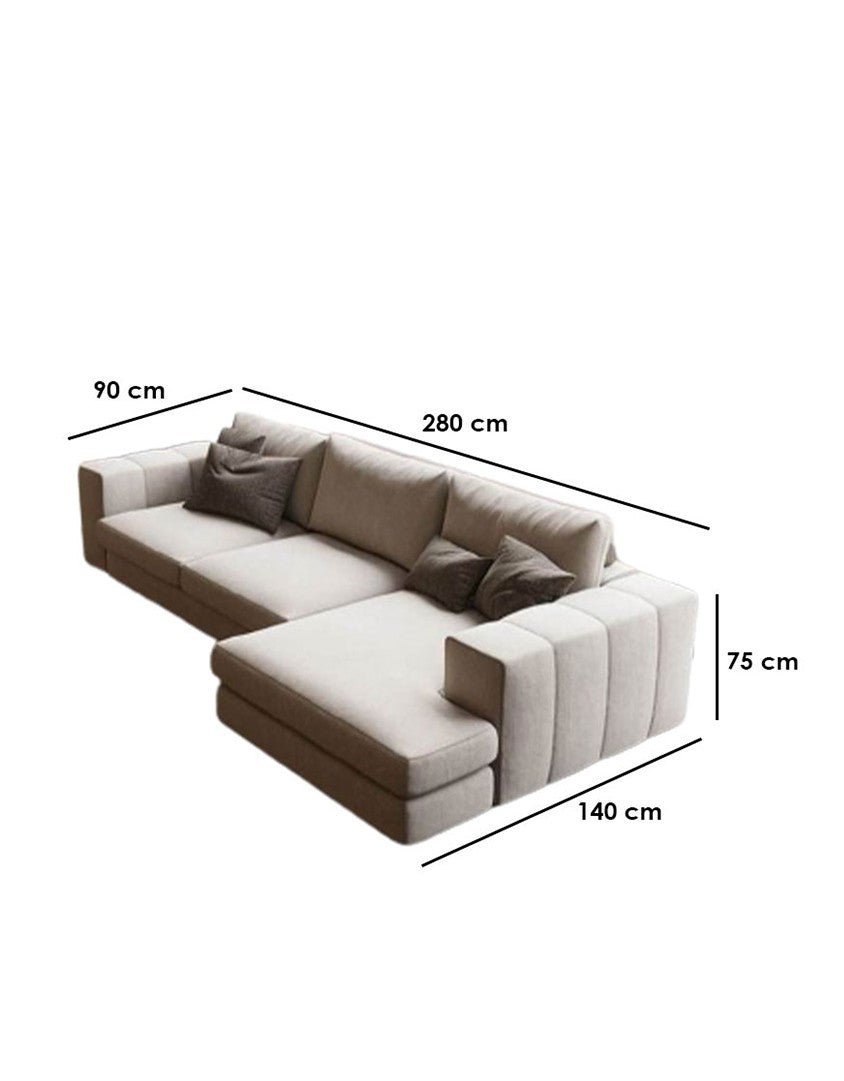 كنبة ركنة بيج – أثاث خشب زان وتنجد بكتان نجيب سليم وإسفنج سوفت | SKU: sofa10021 _ ركنة مودرن