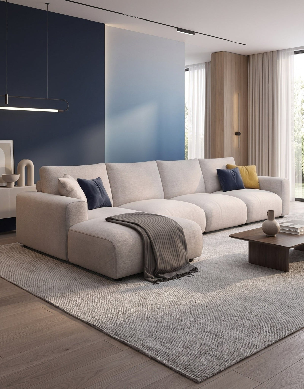 كنبة ركنة مودرن بيج – أثاث فاخر خشب زان أحمر وقماش نجيب سليم sofa10024 _ ركنة مودرن
