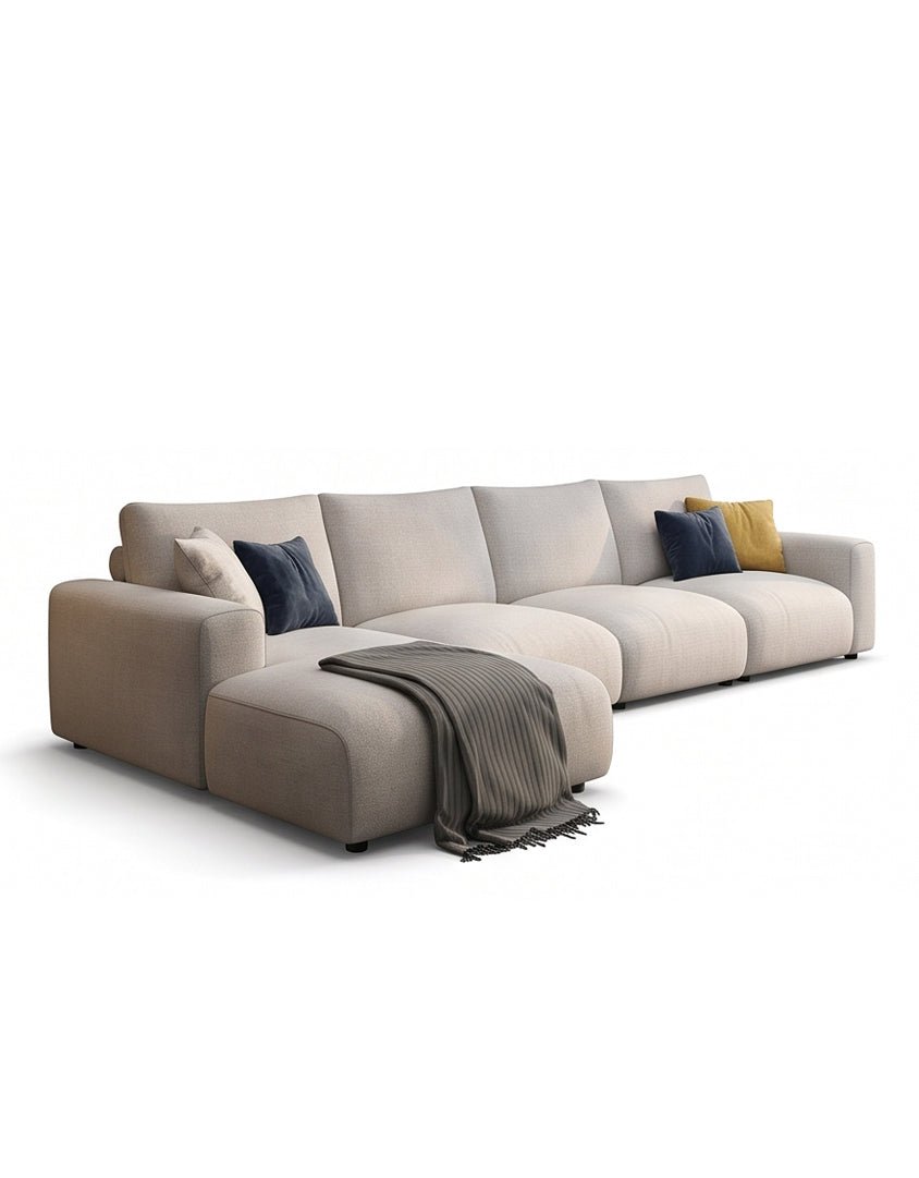 كنبة ركنة مودرن بيج – أثاث فاخر خشب زان أحمر وقماش نجيب سليم sofa10024 _ ركنة مودرن
