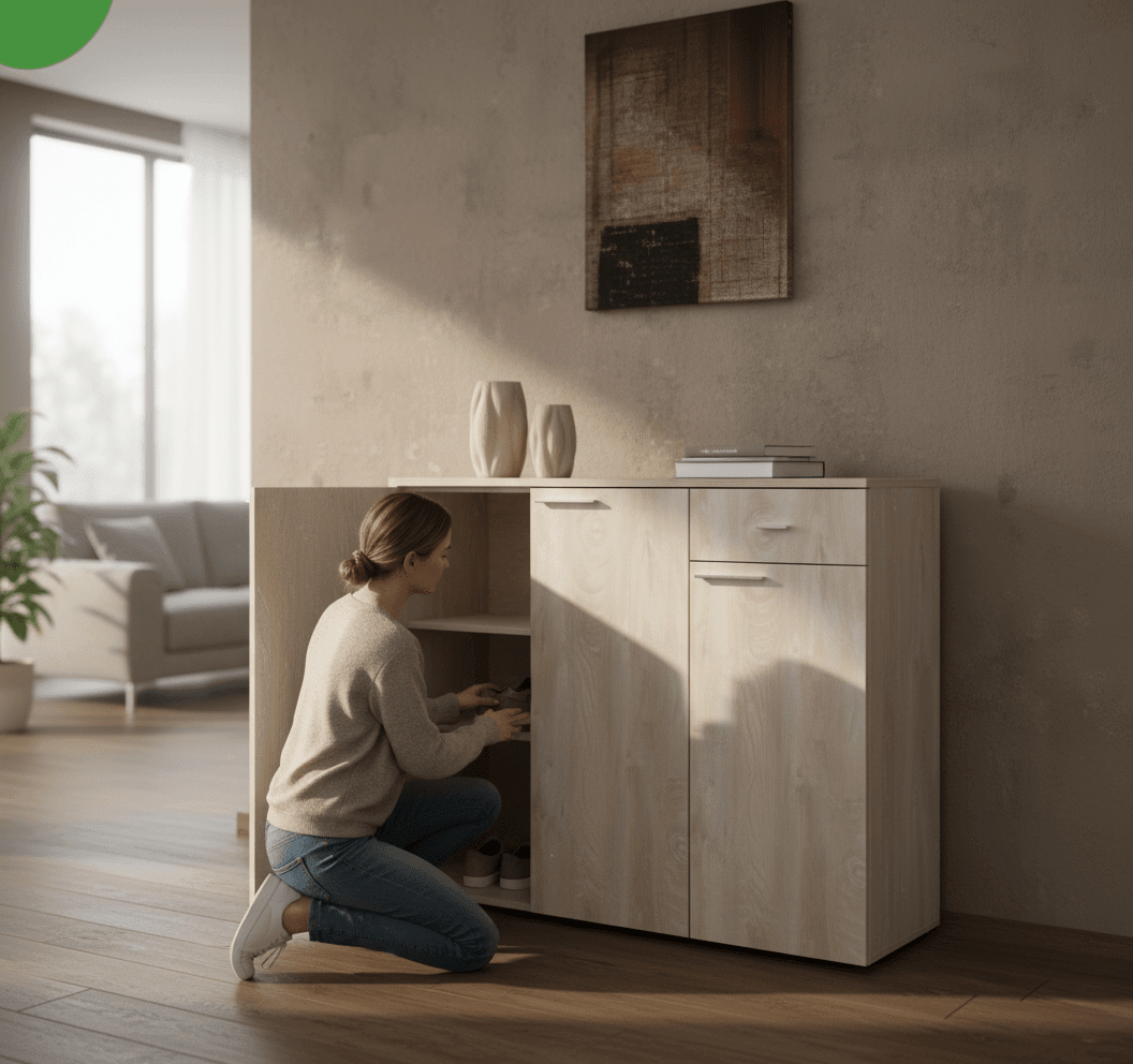 Code shoescabinet9014 Sh3, foil finish – modern shoe cabinet