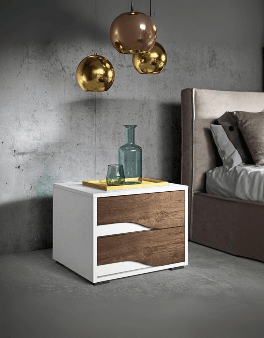 كومود ام دي اف بني وأبيض - 50×45×40 سم كود Commode14021 _ كومود
