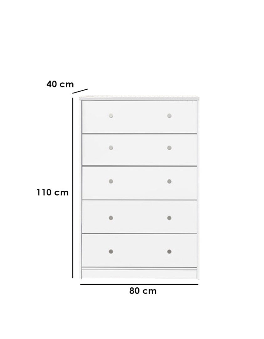وحدة أدراج 5 أدراج 110×80× 40 سم - أبيض كود Drawer-unit16007 _ اثاث