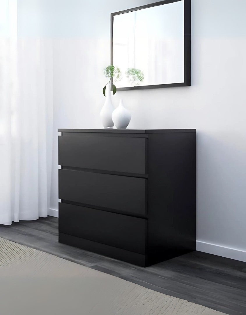 وحدة أدراج ام دى اف 3 أدراج أسود - 40×80×78 سم كود Drawer-unit16006 _ اثاث