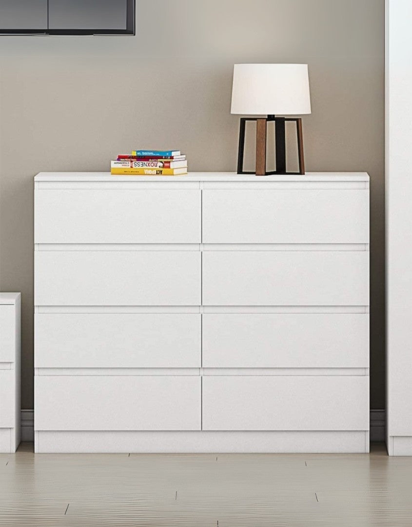 وحدة أدراج ام دى اف 8 أدراج أبيض - 120x40x90 سم كود Drawer-unit16002 _ اثاث