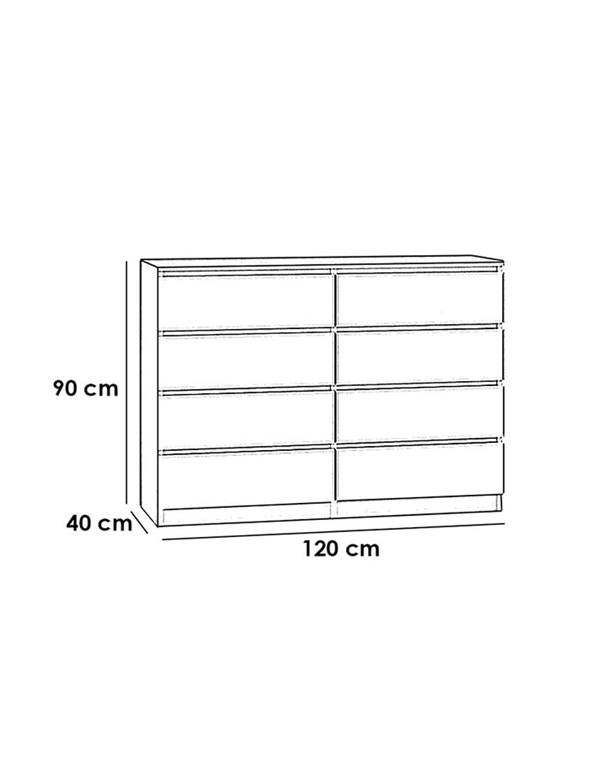 MDF drawer unit, 8 drawers, white - 120x40x90 cm, code Drawer-unit16002, furniture