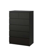 وحدة أدراج خشب ام دي اف 6 أدراج أسود - 123×80×42 سم كود Drawer-unit16009 _ اثاث