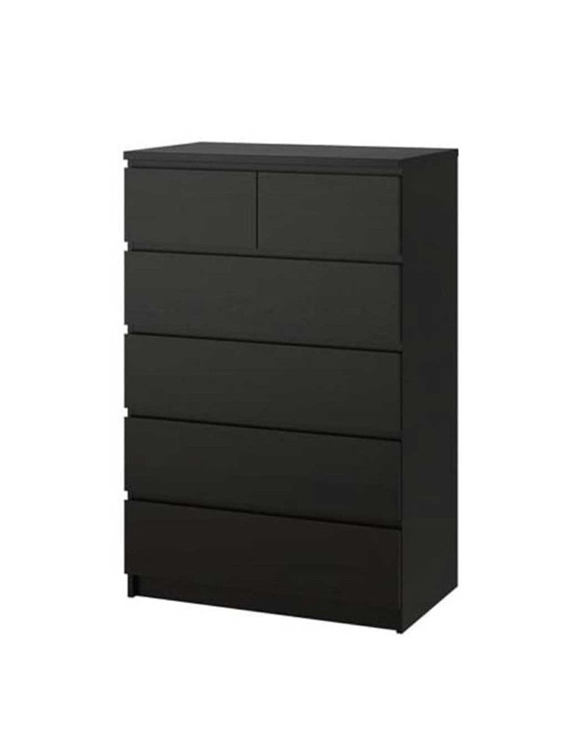 وحدة أدراج خشب ام دي اف 6 أدراج أسود - 123×80×42 سم كود Drawer-unit16009 _ اثاث