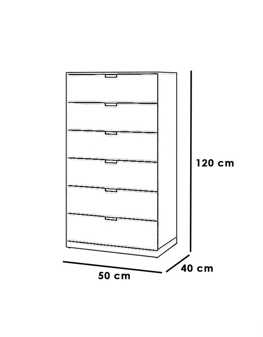 وحدة ادراج خشب اتش بي ال 6 أدراج أبيض - 120x50x40 سم كود Drawer-unit16000 _ اثاث