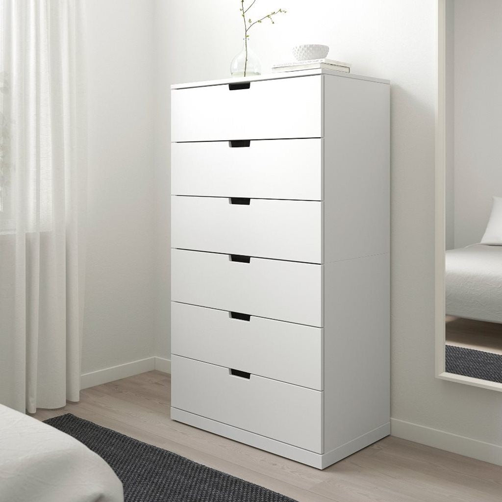 وحدة ادراج خشب اتش بي ال 6 أدراج أبيض - 120x50x40 سم كود Drawer-unit16000 _ اثاث