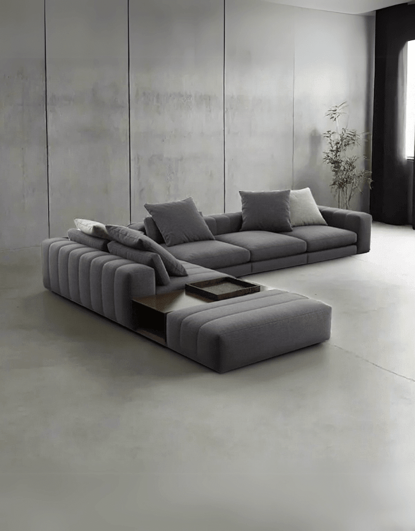 Modern gray corner sofa – Najib Salim beech wood and linen furniture | 4-piece corner sofa | SKU: sofa10037 _ modern corner sofa