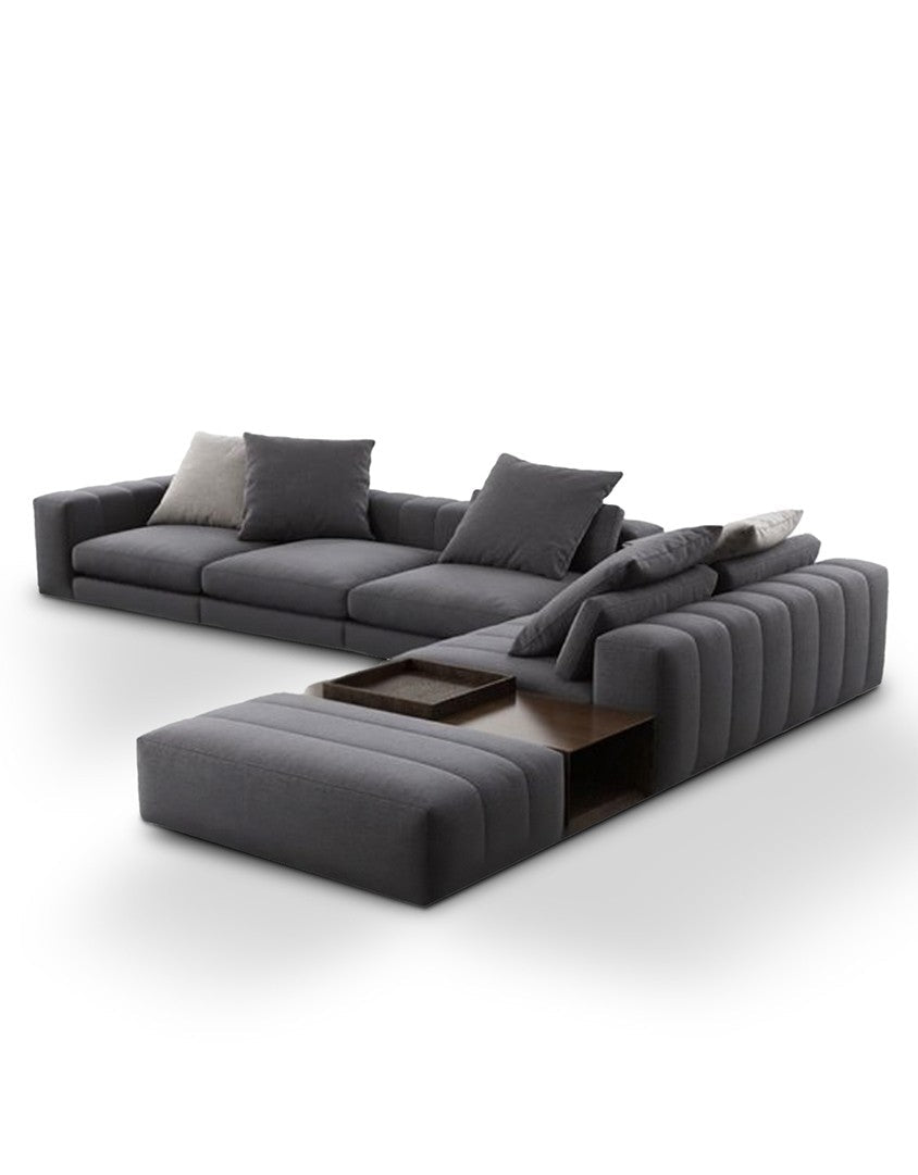 Modern gray corner sofa – Najib Salim beech wood and linen furniture | 4-piece corner sofa | SKU: sofa10037 _ modern corner sofa