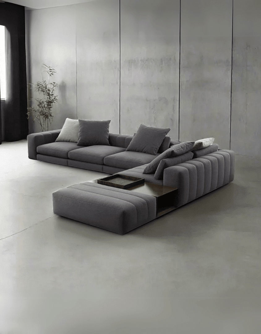 Modern gray corner sofa – Najib Salim beech wood and linen furniture | 4-piece corner sofa | SKU: sofa10037 _ modern corner sofa