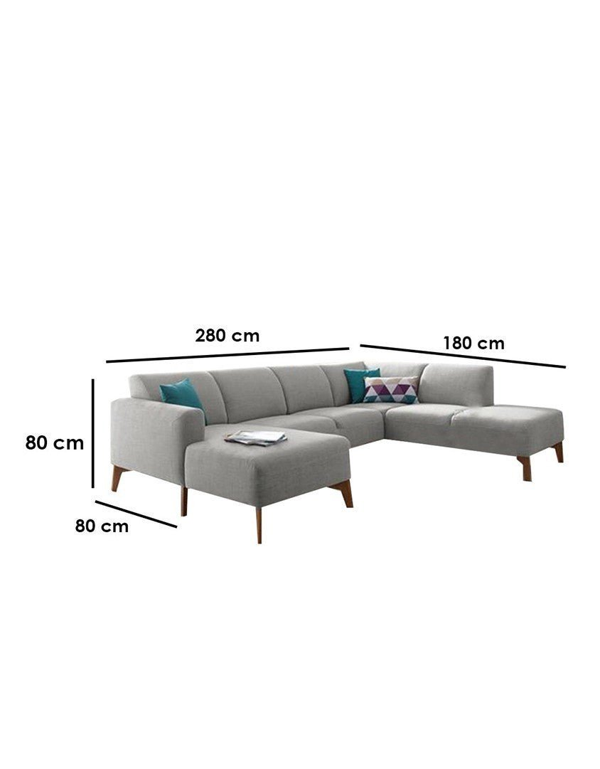 Modern gray corner sofa – Najib Selim beech wood and linen furniture | comfortable corner sofa | SKU: sofa10041 _ modern corner sofa