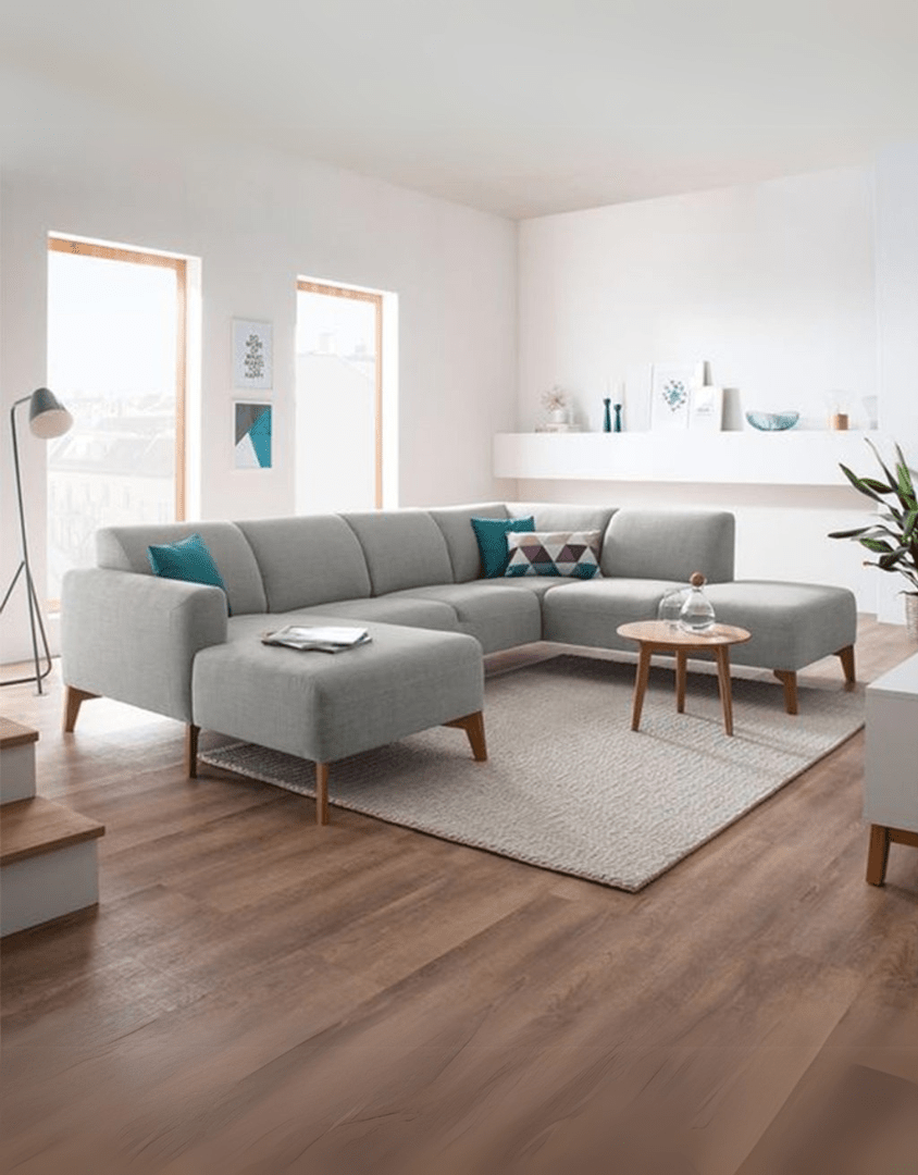Modern gray corner sofa – Najib Selim beech wood and linen furniture | comfortable corner sofa | SKU: sofa10041 _ modern corner sofa