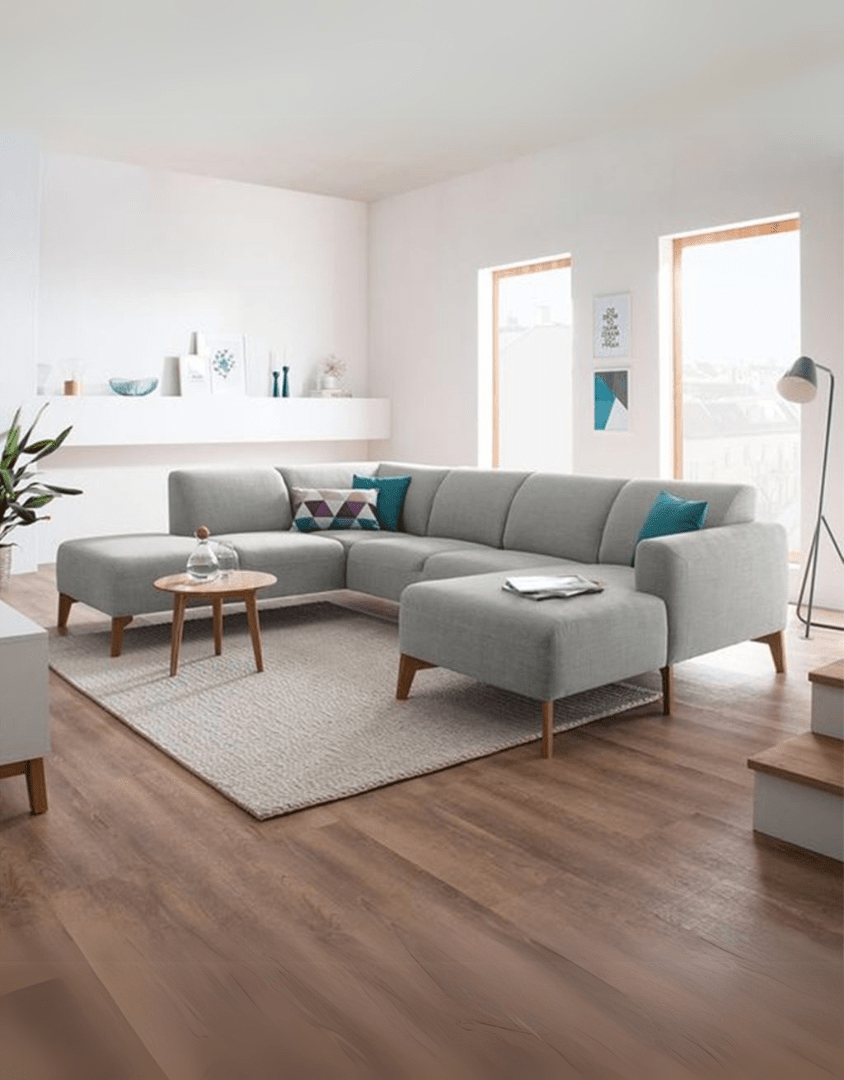 Modern gray corner sofa – Najib Selim beech wood and linen furniture | comfortable corner sofa | SKU: sofa10041 _ modern corner sofa