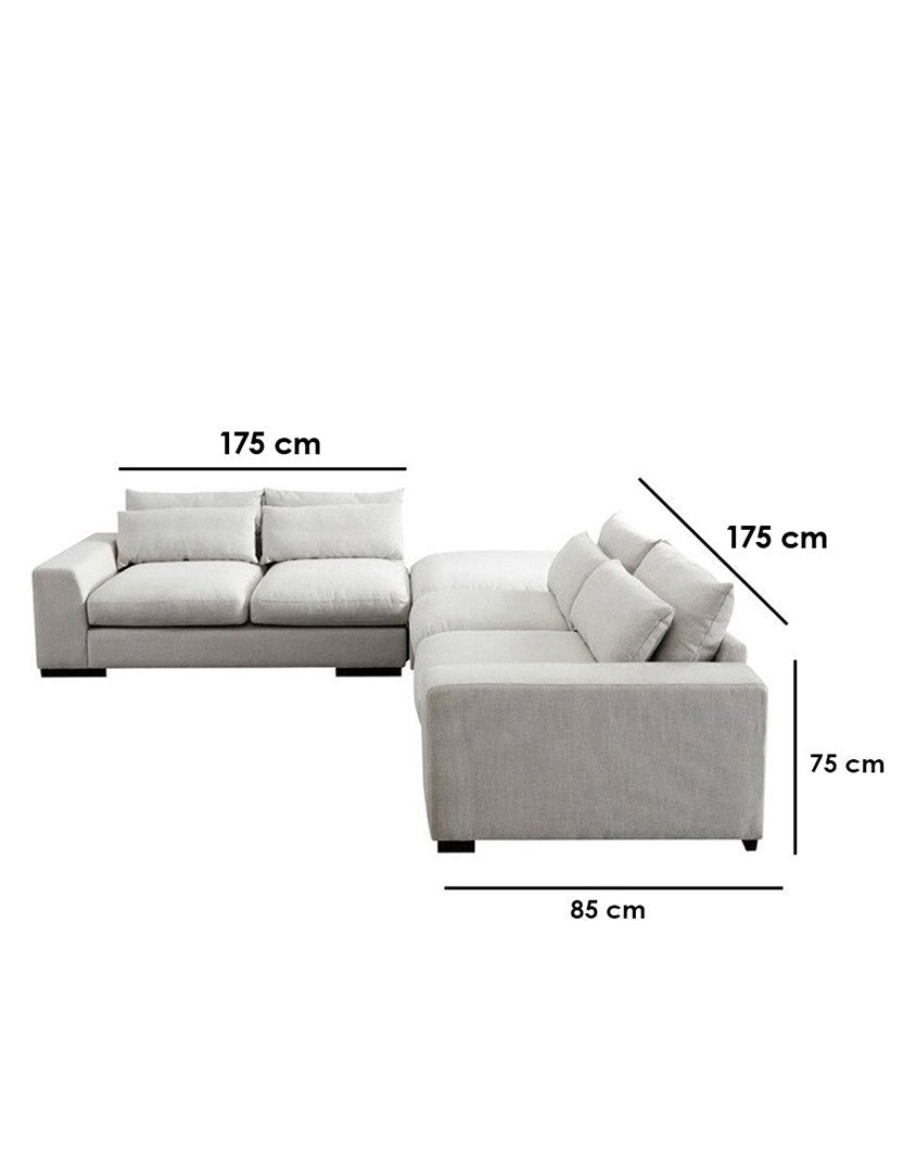 Modern gray corner sofa with pouf – Najib Selim walnut wood and linen furniture | SKU: sofa10035 _ modern corner sofa