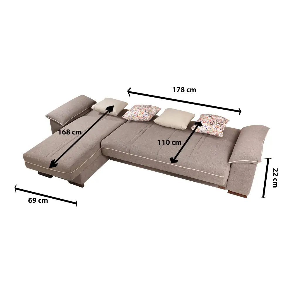sofa10000 from Dura L corner modern natural wood furniture with a sofa bed and chaise lounge, light brown _ sofa bed