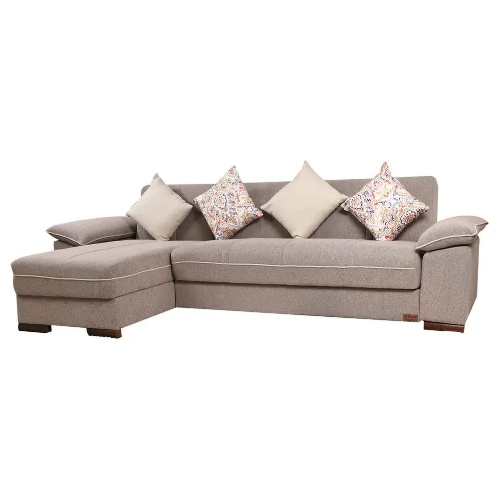 sofa10000 from Dura L corner modern natural wood furniture with a sofa bed and chaise lounge, light brown _ sofa bed