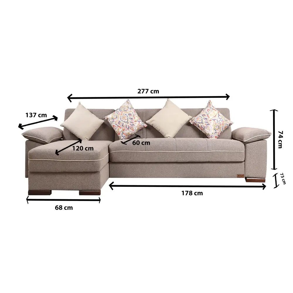 sofa10000 from Dura L corner modern natural wood furniture with a sofa bed and chaise lounge, light brown _ sofa bed
