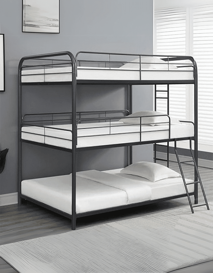 سرير 3 طوابق حديد 180×200×100 - اسود كود Bunkbed13007 _