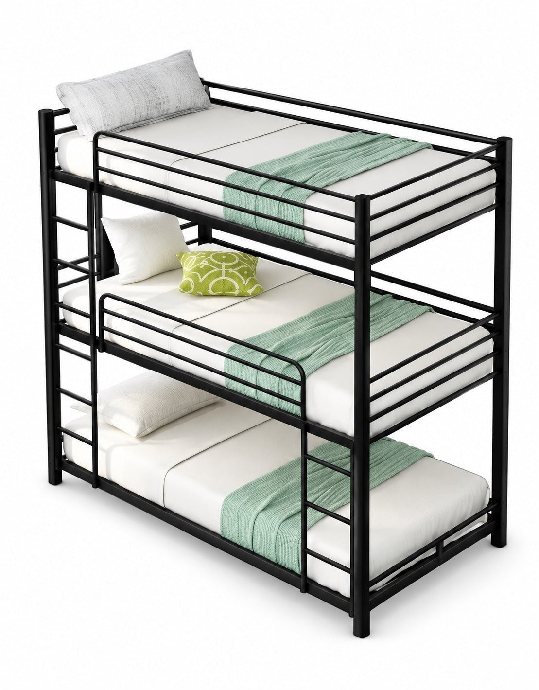 سرير 3 طوابق حديد 180×200×100 - اسود كود Bunkbed13007 _