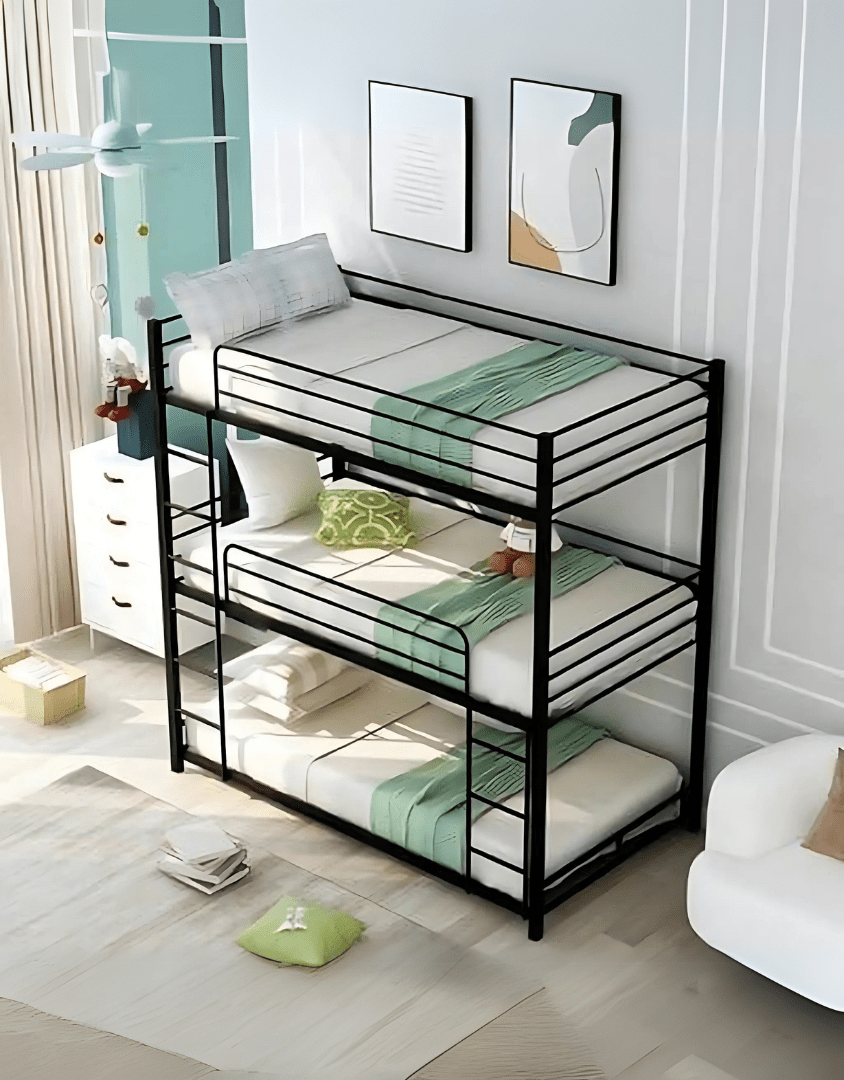 سرير 3 طوابق حديد أسود - 200×200×100 سم كود Bunkbed13002 _