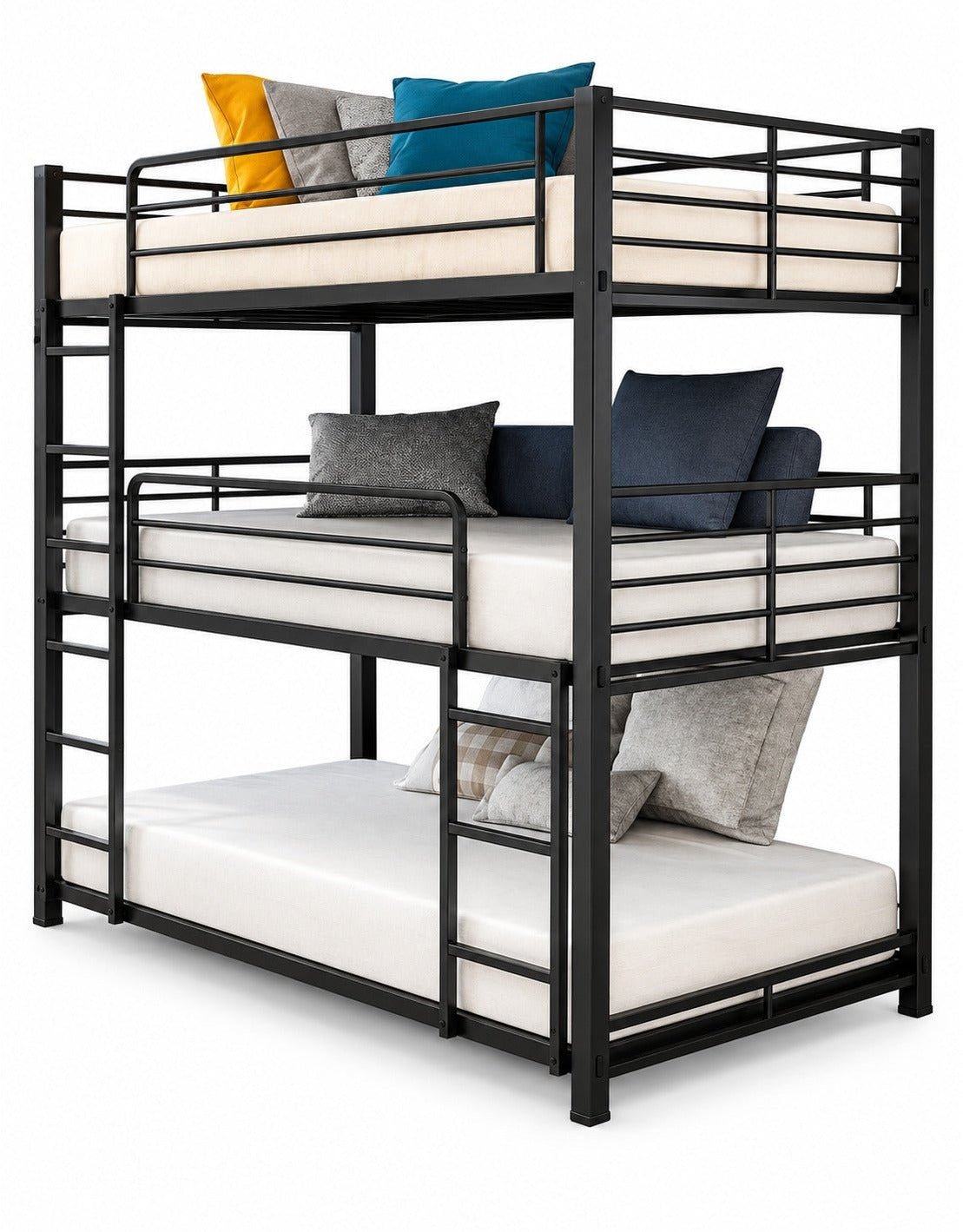 سرير 3 طوابق حديد أسود - 200×200×100 سم كود Bunkbed13008 _